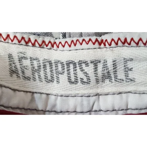 Aeropostale Mens Flat Front Shorts Gray Plaid Long Leg Size 31 x 11 - Picture 5 of 6